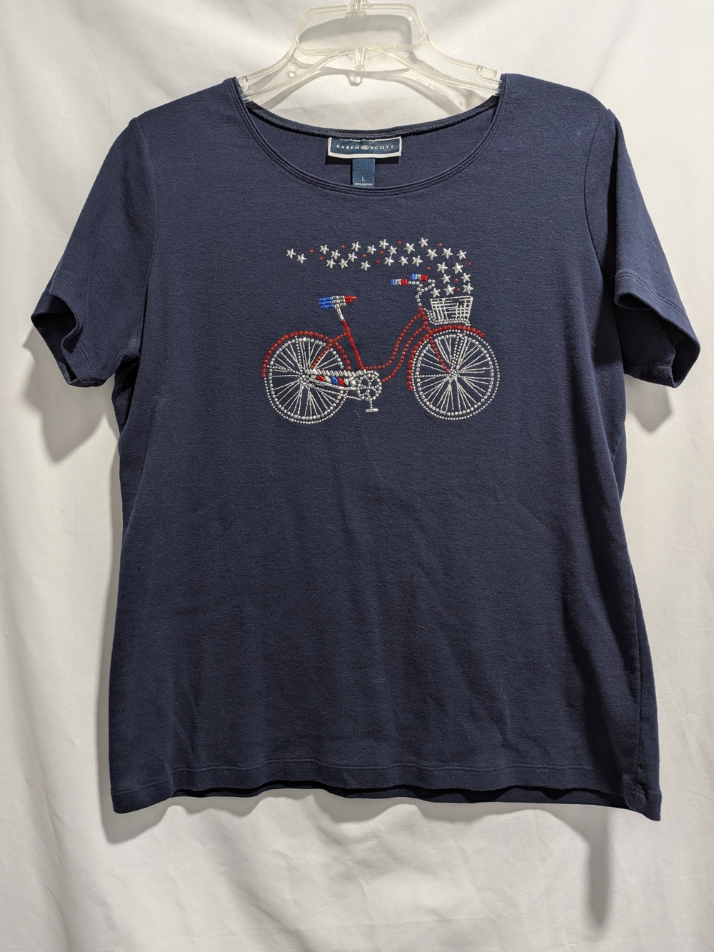 Karen Scott Navy Short-Sleeve Bicycle Graphic Tee